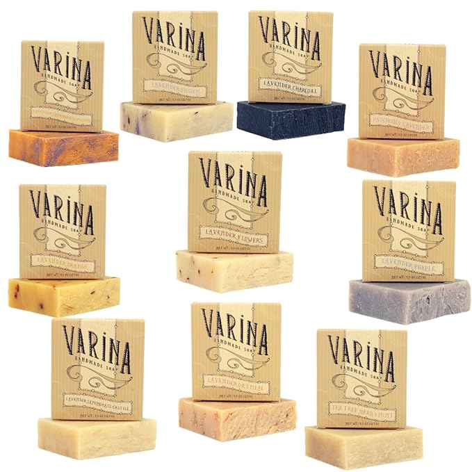 Organic Lavender Variety Bar Soap - Gentle Cleansing for Sensitive Skin, Herbal and Mint - 10 Pack