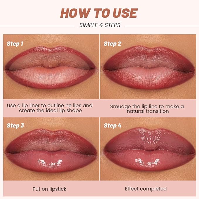 Erinde 2pcs Lip Liner and Lipstick Combo Set, Matte Lipliner Pencil & Hydrating Lip Gloss Makeup Kits for Women, Waterproof, Long Lasting, Highly Pigmented, Nude Brown Natural Lipstick, 04