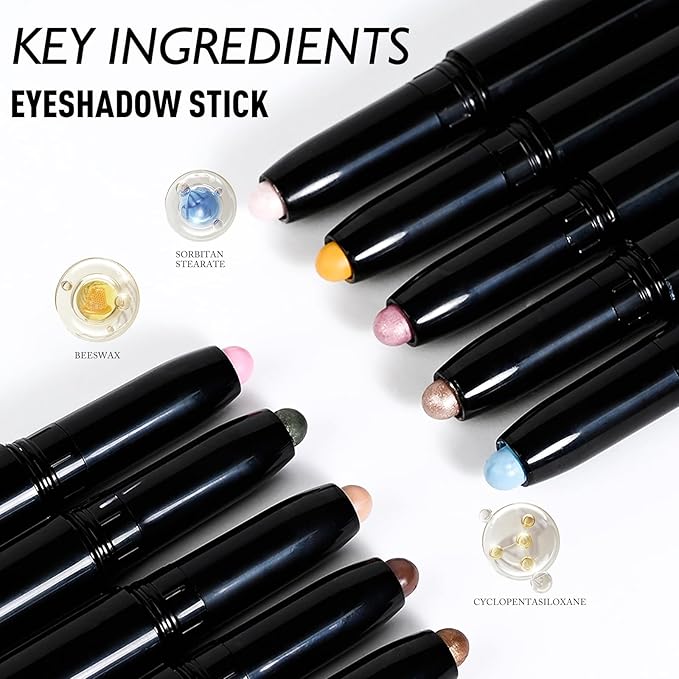 Cream Matte Eyeshadow Stick, Dusty Rose Eye Shadow Waterproof Eyeliner Brightener Pencil Crayon Long-Lasting Eye Highlighter Makeup for Women Easy to Use High Pigmented
