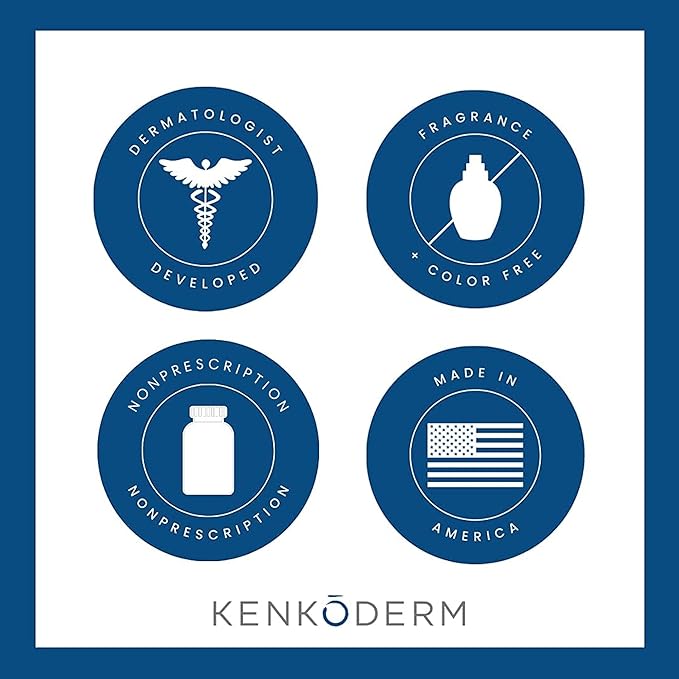Kenkoderm Psoriasis Conditioner for Sensitive Hair & Skin with 3 Percent Salicylic Acid, Anti-Dandruff Deep Moisturizer for Itchy or Dry Scalp Relief, Color & Fragrance Free, 4 8-Ounce Tubes