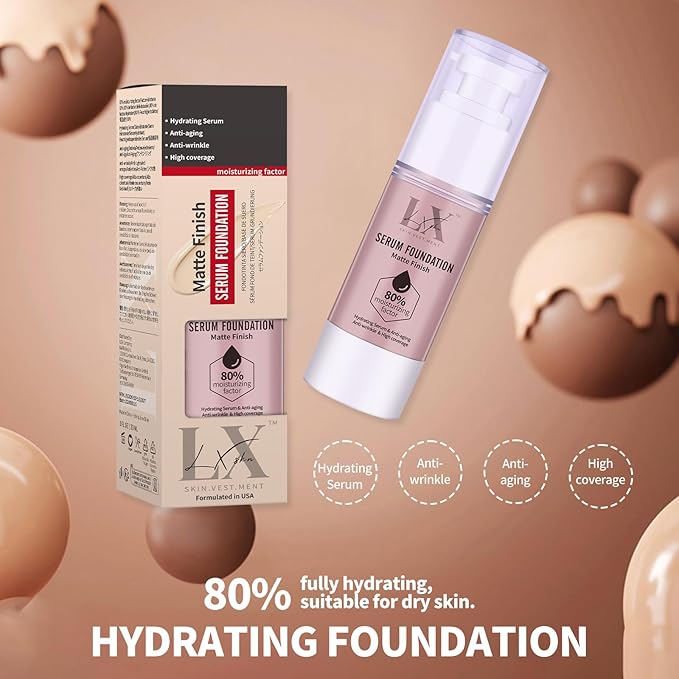 Moisturizing Foundation with 1% Hyaluronic acid, Deep Hydration & High Coverage Serum Foundation for A Smooth & Satin Finish, 403 Deep