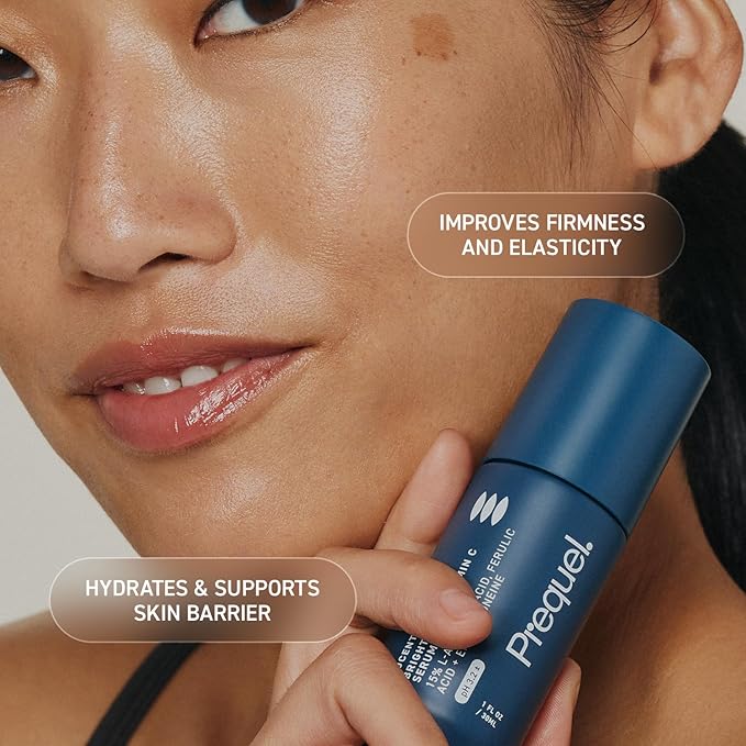 Prequel Skin Lucent-C, Vitamin C Serum for Face. Professional Facial L-Ascorbic Acid, Ferulic Acid Formula with Niacinamide. Clinical Skincare for Luminous Firm Skin. 1oz Pump