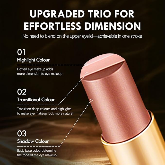 3 Color Eyeshadow Stick, Long Lasting & Waterproof Creamy Eye Shadow, with Vitamin E Makeup for Day & Night Look, caffeine orange, 1.13 Oz (caffeine orange)