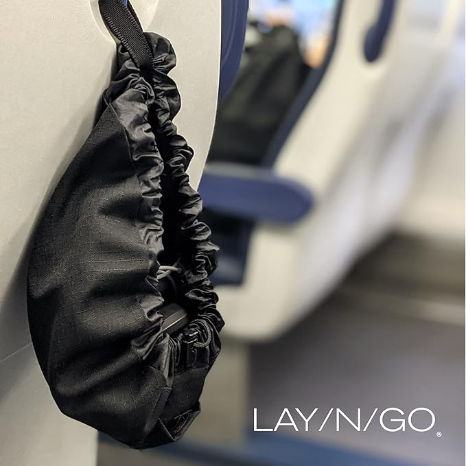 Lay-n-Go Drawstring Toiletry Bag - Water-Resistant 4-In-1 Lay Flat Toiletry Bag - Durable, Easy-To-Clean Travel - For Men & Women - Machine Washable & Compact (20", Black)