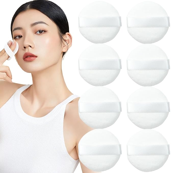 20PCS Makeup Powder Puff Reusable Cotton Powder Puff for Loose and Foundation Replacement (White, Normal Size 1.77 Inch)