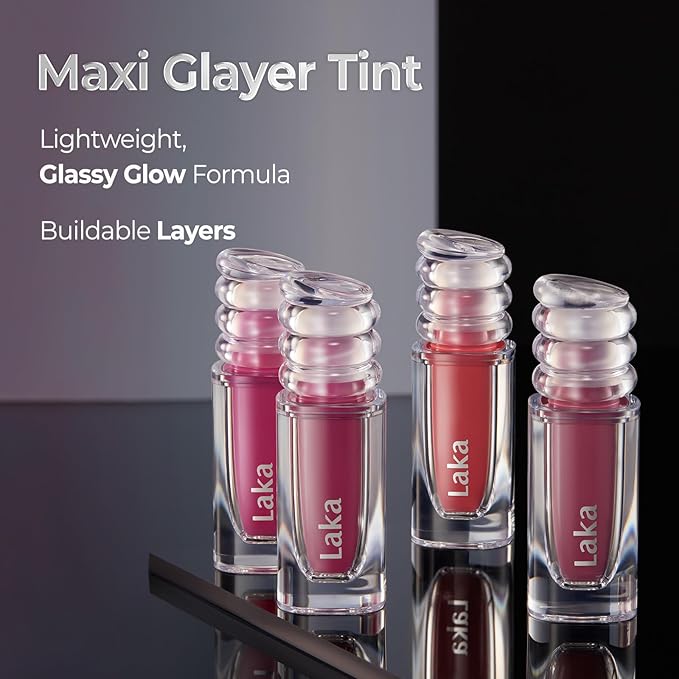 Laka Maxi Glayer Tint 3.8g/0.13oz., Glass Layer of Gloss, Ultra Glow & Vivid Layerable Pigments, High Shine Lip Oil, K-Beauty (#619 Posing)