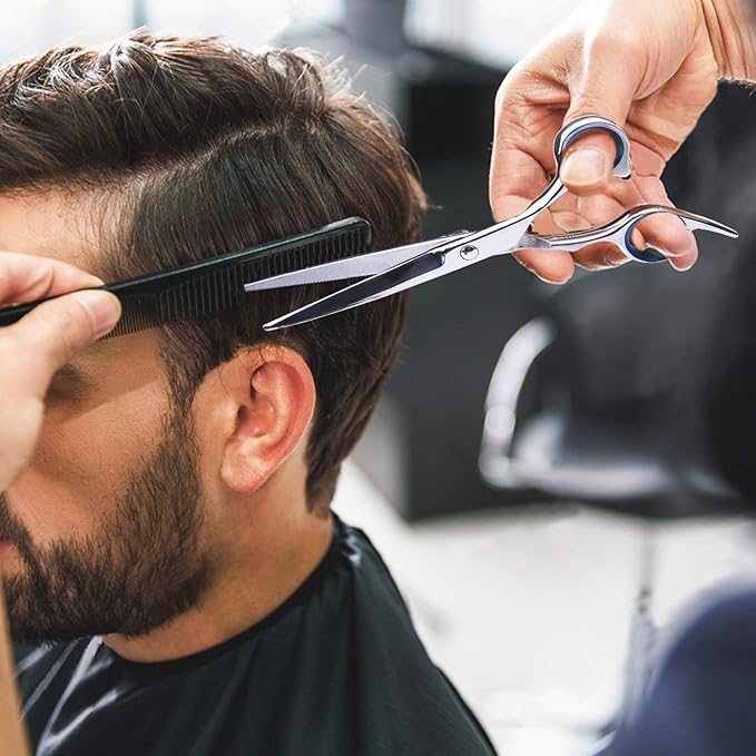 Professional Home Hair Cutting Kit Home Haircutting Scissors Barber Salon Home Thinning Shears Kit with Comb and Case for Men Women