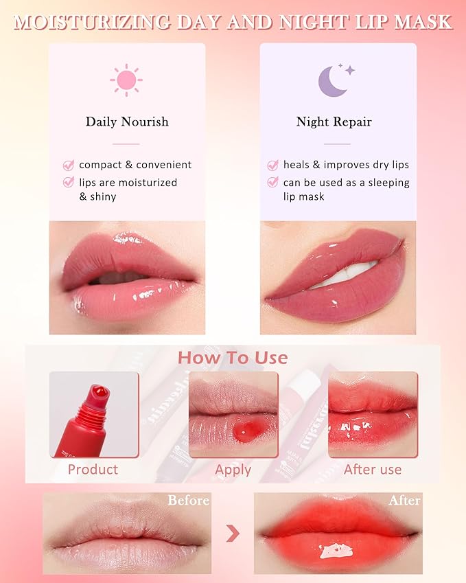 Butter Tinted Lip Balm-3 Colors Vanilla Beige Brown Pink Sugar Lip Gloss,Clear Jelly Yummy Tint Lip Stain,Long Lasting Hydrating Glow Reviver Lip Care Oil, Christmas Makeup Gift for Women-Set A