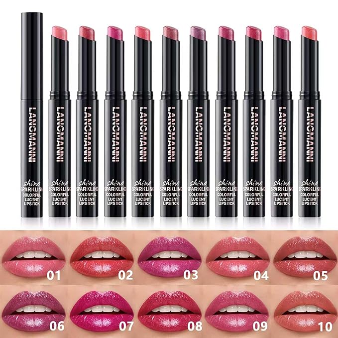 Nude Brown Lipstick For Women Matte Nude Glitter Shimmer Metallic Highly Pigmented Moisturizing Lip stick Hypoallergenic Waterproof Long Lasting Lipsticks Quick Makeup Lightweight Portable 10 #