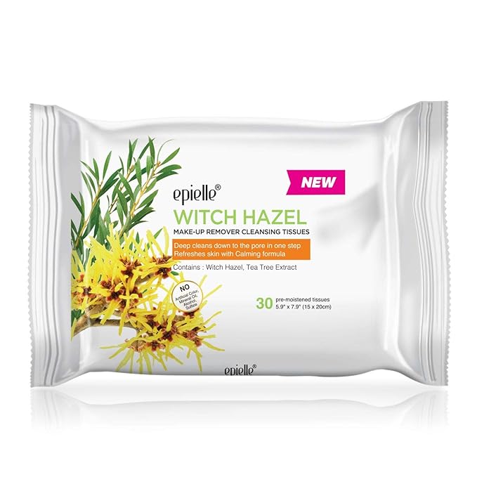 Epielle Makeup Remover Wipes, Remove Waterproof Mascara, Gentle Daily Facial Cleanser Towelettes with Witch Hazel, Cica & Green Tea, Stocking Stuffers, Thanksgiving Essentials, 30 Count (Pack of 6)