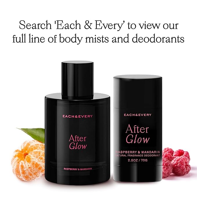 Each & Every Aluminum Free Deodorant for Women & Men - All Natural Deodorant for Sensitive Skin, EWG Verified - Clean, Baking Soda-Free, Plant-Based Fragrance, Raspberry & Mandarin, 2.5oz