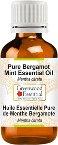 Greenwood Essential Bergamot Mint Essential Oil (Mentha citrata) Pure | Non-Sticky | Non-Greasy | Lightweight | Men & Women | All Skin Types | Steam Distilled 50ml (1.69 oz)