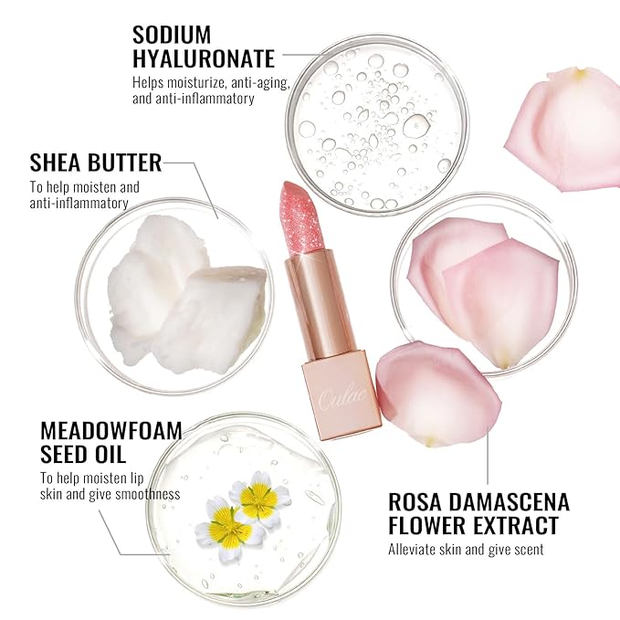 Oulac Infinity Moisture Shine Lipstick - High Shine Shimmery Finish, Super Creamy Texture, Medium to High Coverage - Gluten Free, PG12 Pure Zen