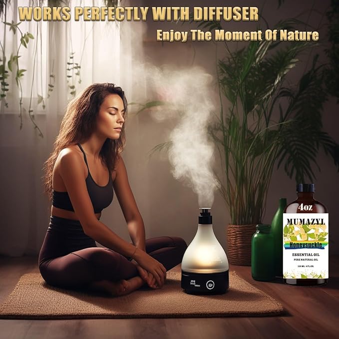 Honeysuckle Essential Oil, Honeysuckle Oil 4 Fl Oz 120ML for Diffuser Humidifier Yoga Cleaning DIY Candle Soap Making Essential Oils