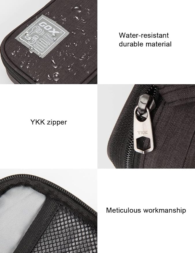 GOX Electronic Cable Tech Cord Organizer Travel Case Small Cable Storage Bag for Earbuds Charger Pouch