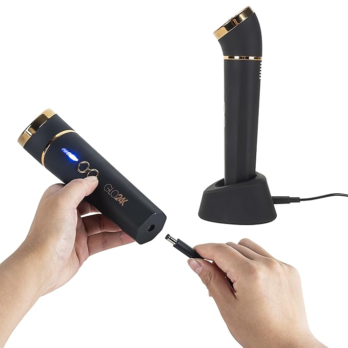 GLO24K Red Light Beauty Device for Face & Neck – 3-in-1 Facial and Neck Massager with Triple LED & Advanced Vibration Technology