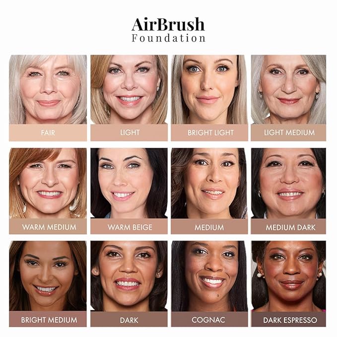 MagicMinerals AirBrush Foundation Set by Jerome Alexander – 3pc Set Includes AirFinish, Foundation and Kabuki Brush - Spray Makeup with Anti-aging Ingredients for Smooth Radiant Skin (Dark Espresso)
