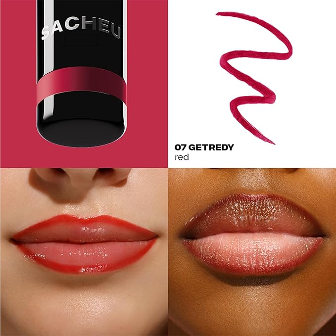 Sacheu Lip Liner STAY-N & Lip Elixir Bundle — Long Lasting Matte Lip Tattoo, Transfer Proof Lipstain Infused with Hyaluronic Acid & Vitamin E, for All Skin Types — RED-Y OR NOT