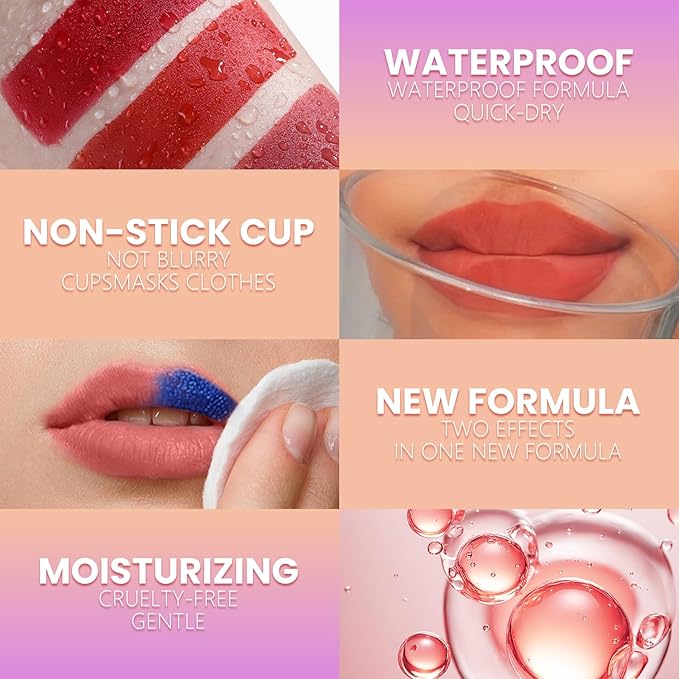 Jolilab Lip Stain Masque,Wipe Off Lip Tint,Waterproof,Transfer proof,Highly Pigmented,Ultra Long Lasting Lip Stain Peel off Makeup With Matte finish for All-day Wear.(#05+#06)