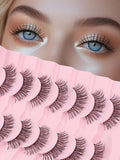 Eyelashes Natural Look 13MM False Lashes 3D Volume Strip Lashes Pack with Memory Band C Curl Fake Eyelashes Wispy Siligli Eye Lash 7 Pair