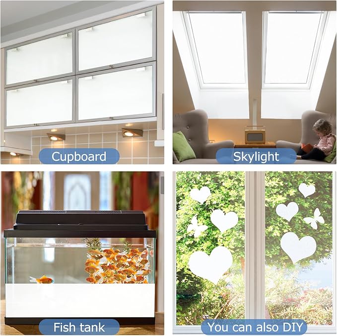 HIDBEA Frosted Window Privacy Film - Non Adhesive Static Cling Glass Stickers Sun UV Blocking Heat Control Door Covering Decals for Home Office(Frosted White, 17.5 x 78.7 Inch)
