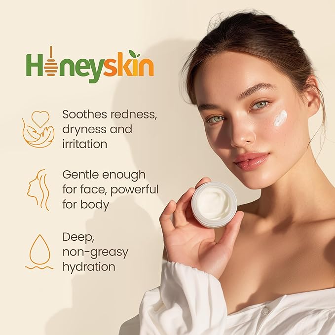 Hydrating Face Moisturizer & Body Cream with Manuka Honey Cream - Organic Face Moisturizer with Honey for Extremely Dry Skin - for Dry & Itchy Skin, Rosacea & Eczema Prone Skin 4oz