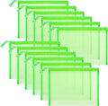 12 Pieces Zipper Nylon Mesh Pouch, Mesh Cosmetic Bags Makeup Bags Pencil Case, Multipurpose Travel Bags for Cosmetic School Office Supplies and Travel Accessories (Green, A5)