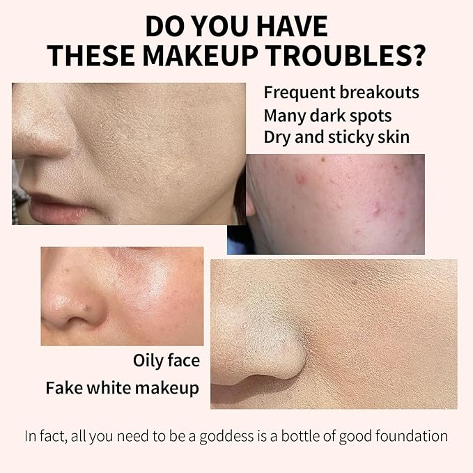 6-in-1 Makeup Infused with 1% Hyaluronic Acid- Matte + Poreless Liquid Foundation For A Glowing & Soft-Focus Look, Suitable for All Skin Types (408 Deep, Moisturizing Foundation)