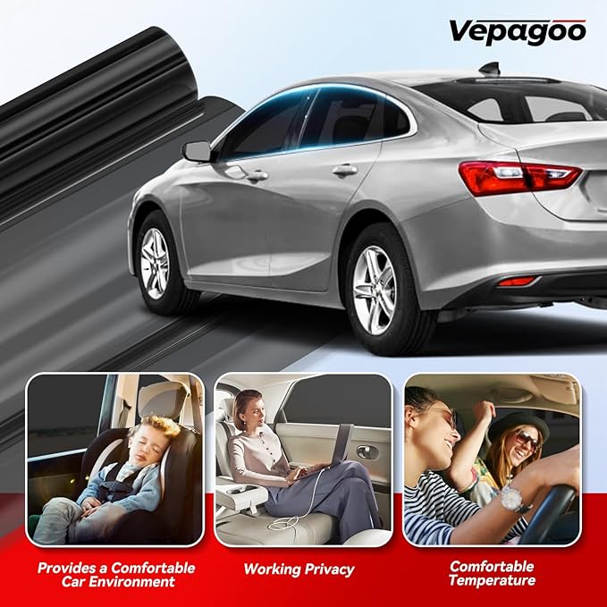 Vepagoo Nano Ceramic Car Window Tint Film 20% VLT- 20" in 10'Ft Privacy Window Tint, Blocks UV/IR Rays, Heat & Glare - Scratch Resistance Car Window Film