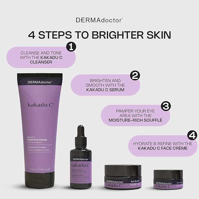 DERMAdoctor Vitamin C Facial Cleanser, Daily Face Wash, Toner, Makeup Remover | High-Potency Vitamin C from Kakadu Plum, Facial cleanser, Face Scrub, Cleanse Pores, Removes oil, Sunscreen, Pollutants