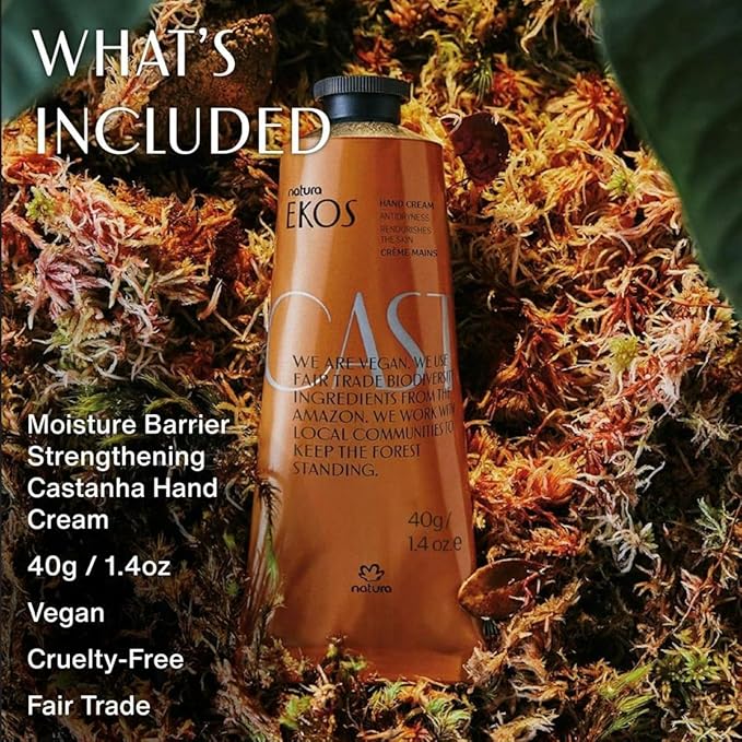 Natura Ekos Brazil Nut (Castanha) Hand Cream Duo – Brazil Nut Hydration Set | 24-Hour Moisture, Vegan Skin Care - 2.6oz + 1.41oz