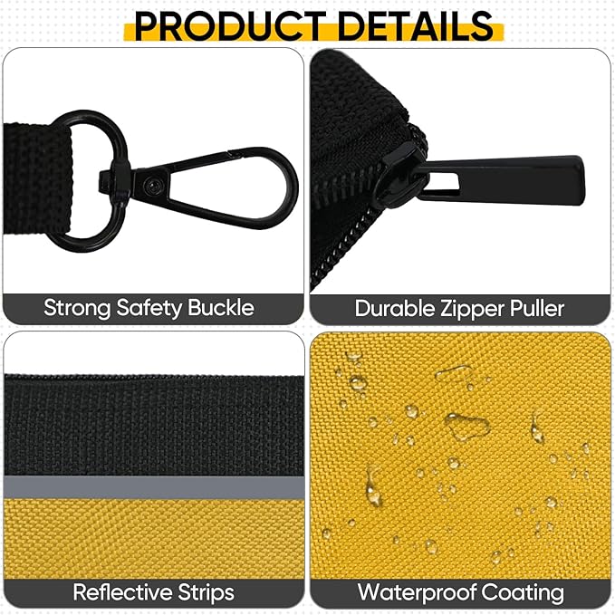 TICONN Tool Pouches with Zipper, 1680D Oxford Small Tool Bags, Waterproof Utility Bag Zipper Pouch for Tool Organizers and Storage (9 Pack Medium)