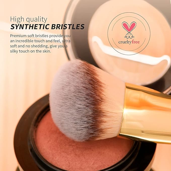 DUcare Foundation Brush Contour Bronzer Makeup Brush Double Ended Self Tanner Brush Sculpting Brush for Blending Liquid Powder Concealer Cream Cosmetics Blush Buffe