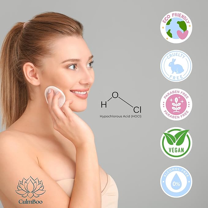 Hypochlorous Acid Spray for Face & Skin - HOCl, Acne Prone Skin, Eczema, Natural Tattoo Aftercare, Piercing Aftercare Spray, Eye Lash Cleanser, Face Mist Toner, Wound Care Cleanser, 8 Fl Oz