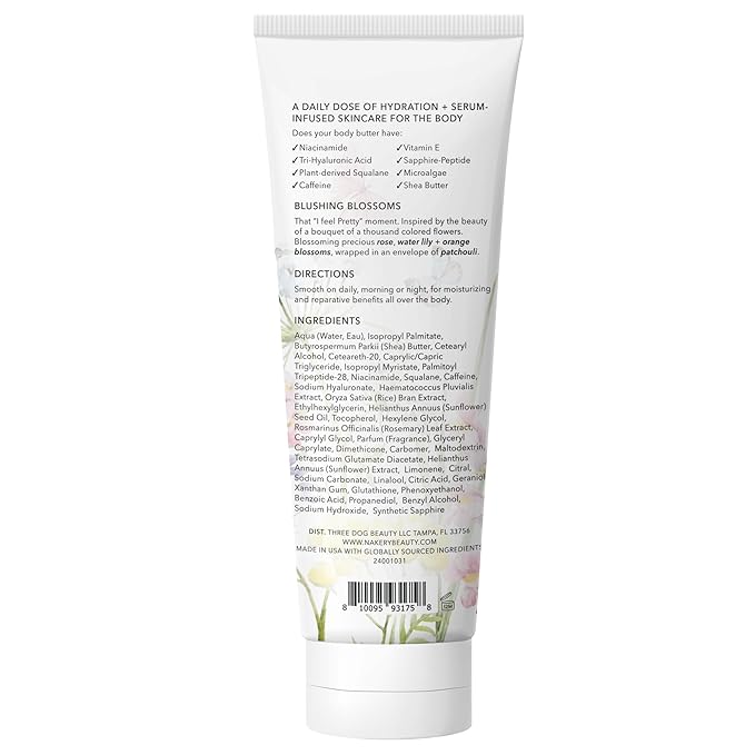 NAKERY Body Butter Anti Aging Moisturizer - Body Cream Skin Tightening Cream &Neck Firming Cream, Moisturizing Cream & Neck Tightening Cream for Body & Face Cream for Dry Skin 300ml(Blushing Blossoms)