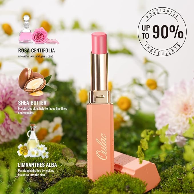 Oulac Moisturizing Red Lipstick for Women - Moisture Shine Hydrating Lipstick & Tinted Lip Balm for Dry Lips, Medium Coverage Lip Color | Juicy Look, Glossy Finish, Vegan, Cruelty-Free (16)