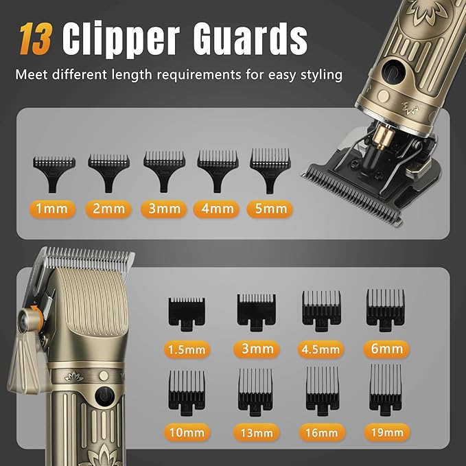 Professional Hair Clippers for Men T-Blade Barber Clippers and Trimmer Set Nose Hair Trimmer Foil Shavers for Men Clippers for Hair Cutting, LCD Display