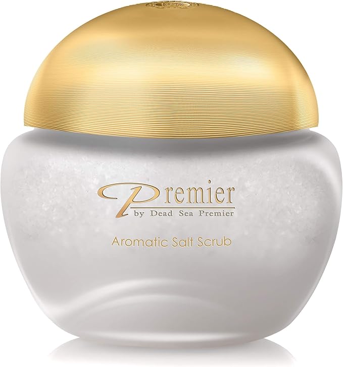 Premier Dead Sea Aromatic Salt Scrub, body scrub, bath salts infused with essential oils, jojoba oil, vitamin e oil, Exfoliates and Moisturizes smooth soft skin Hands, Feet & Body EXOTIC SCENT 10.5oz