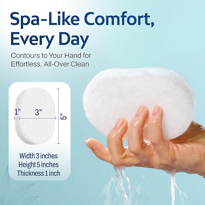 HartFelt Bath Sponges for Shower | Oval Body Wash Scrubber for Exfoliating Skin | Clean and Refresh Body, Back & Arms | Chemical-Free Body Sponge | Made in USA - Pack of 30