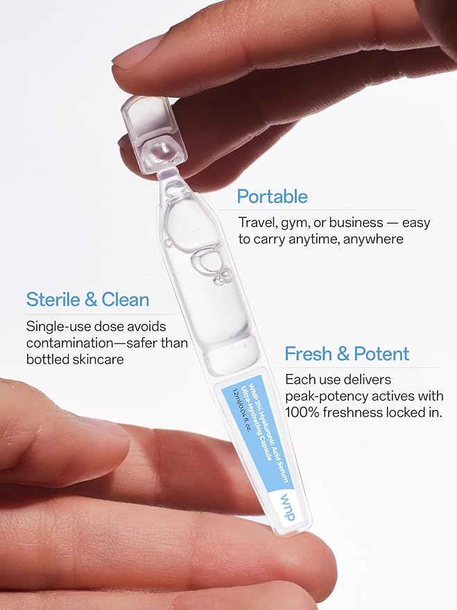 WNP Ultra Hydrating Serum 3% Hyaluronic Acid Smoother Skin|Pre-makeup SkinCare|Anti-Aging serum for face Single-Use Vials Skincare|for Sensitive skin|4D Hyaluronic Acid (60 vials)