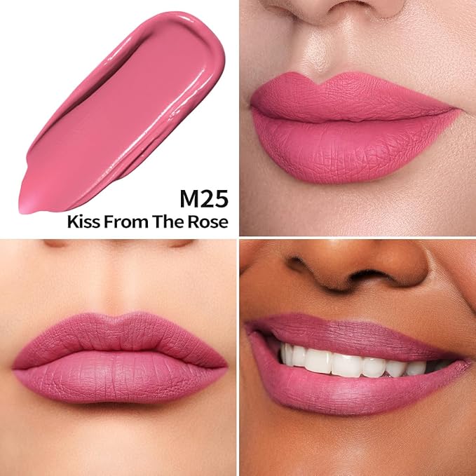 Oulac Matte Liquid Pink Lipstick for Women, Baby Pink Long Lasting High Impact Lip Color, Waterproof, Creamy Formula Lip stick with Vitamin E, Vegan & Cruelty-Free, 4.5ml (M25)