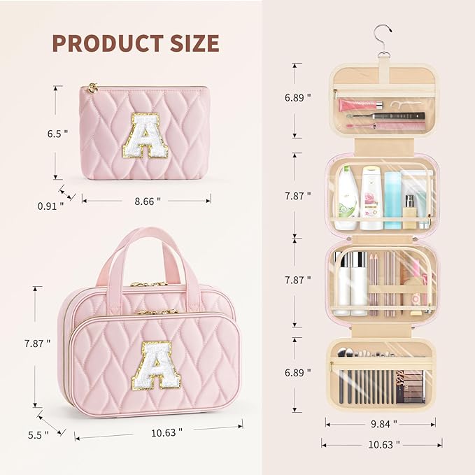 YOOLIFE Hanging Bag Initial Travel Toiletry Bag Large Capacity Personalized Toiletry for Traveling Women Travel Gifts for Women R