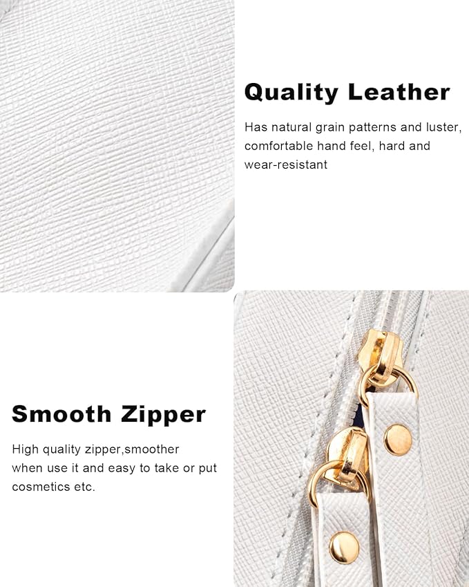Small Clear Makeup Bag Travel Cosmetic Case Transparent Toiletry Bag with Zipper, Portable Make Up Bag Organizer Traveling Car Accessories for Women(White, Mini)