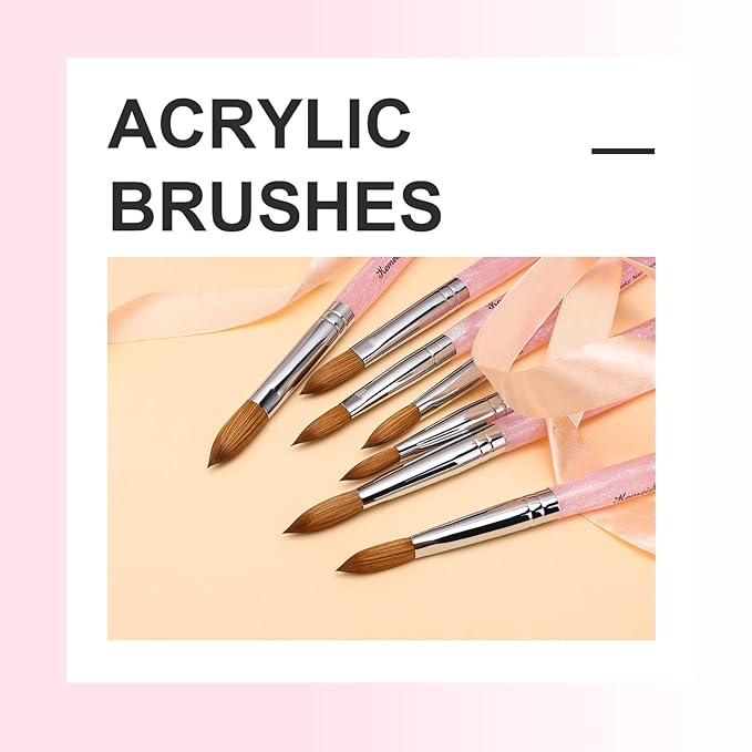 Acrylic Nail Brush Size #16, 100% Pure Kolinsky Nail Art Brushes for Acrylic Application, Sturdy Starry Handle Oval Shaped Nail Design Tools for Professional Manicure DIY, Pink