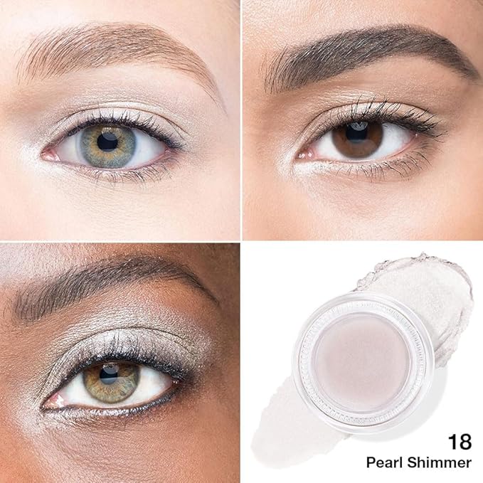 evpct Single Cream Eye Shadow Palette Pot Makeup for older Women, Pearl White Shimmer Glitter Metallic Monochrome Cream to Powder Eyeshadow Palette Eye Brightener, High Pigment Waterproof Blendable