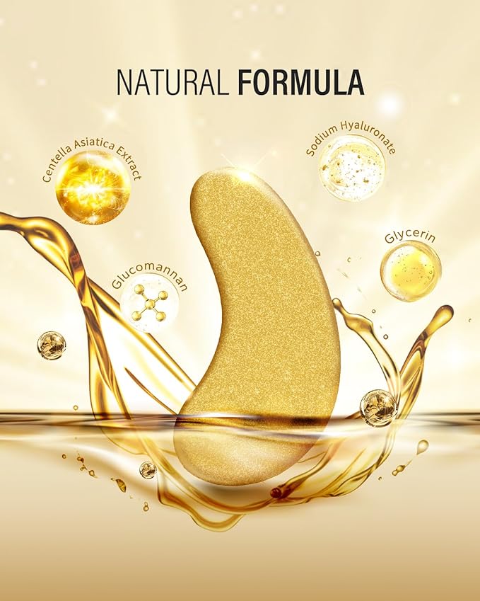 24k Gold Under Eye Patches (15 Pairs), eye mask, Collagen Skin Care Products, Eye Patches for Puffy Eyes, eye masks for dark circles and puffiness