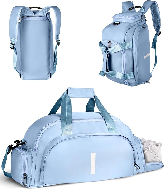 Gifts for Teen Girls 12-14, Initial Gym Bags with Shoe Compartment, Dance Bag for Girls, Monogram Kid Overnight Bags, Small Travel Duffle Tote-Easter Basket Stuffers for Teens (Letter I)