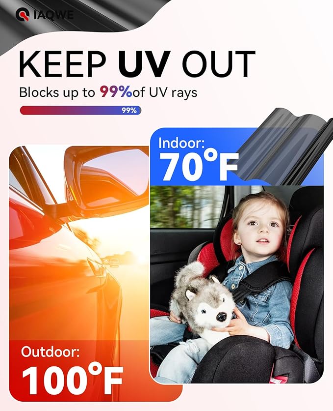 Car Window Tint 24" in x 15'Ft with 35% VLT, Nano Ceramic Window Tint Film for Car, UV&IR Protection Heat Insulation Anti-Explosion Scratch Resistant