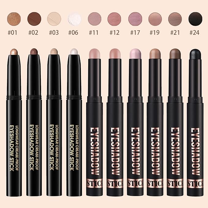Matte Cream Eyeshadow Stick, Waterproof Eye Shadow Stick, Long-Lasting and Blendable High Pigmented Single Eyeliner Makeup for Women, 19 Light Taupe