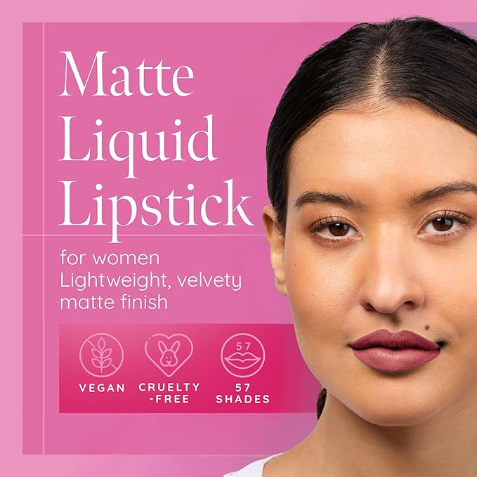 Aromi Chestnut Rose Matte Liquid Lipstick | Long-lasting, Warm Rosy Lip Color for Women, Vegan, Earthy Shade, Waterproof (Stella Rosae)